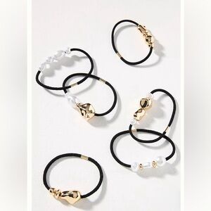 2 Anthropologie Gold, Silver and Black Hair Ties | New | Random Pick